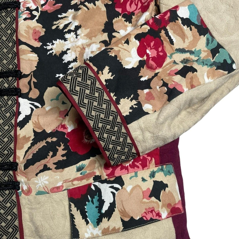 Vintage Norm Thompson Cream Embroidered Tang Jacket M Mandarin Asian Inspired - Picture 4 of 9